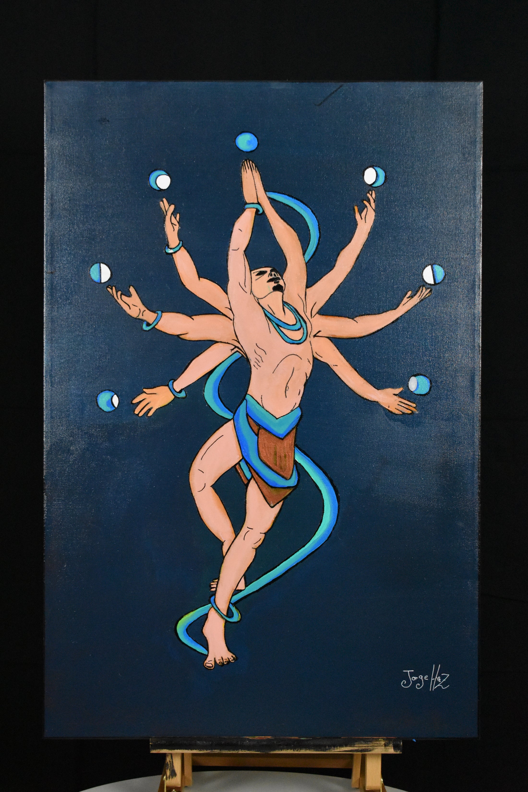 Reaching for the Moon Original Painting 20"x30"-Jorge Henriquez Art