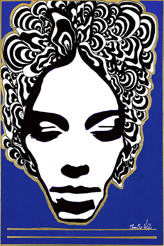 24" x 36" Painting Cara 1 El Principito Azul-Jorge Henriquez Art