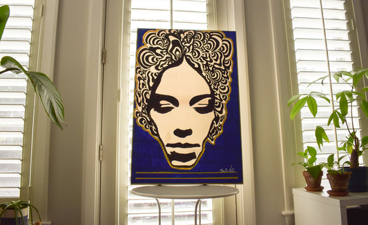 24" x 36" Painting Cara 1 El Principito Azul-Jorge Henriquez Art