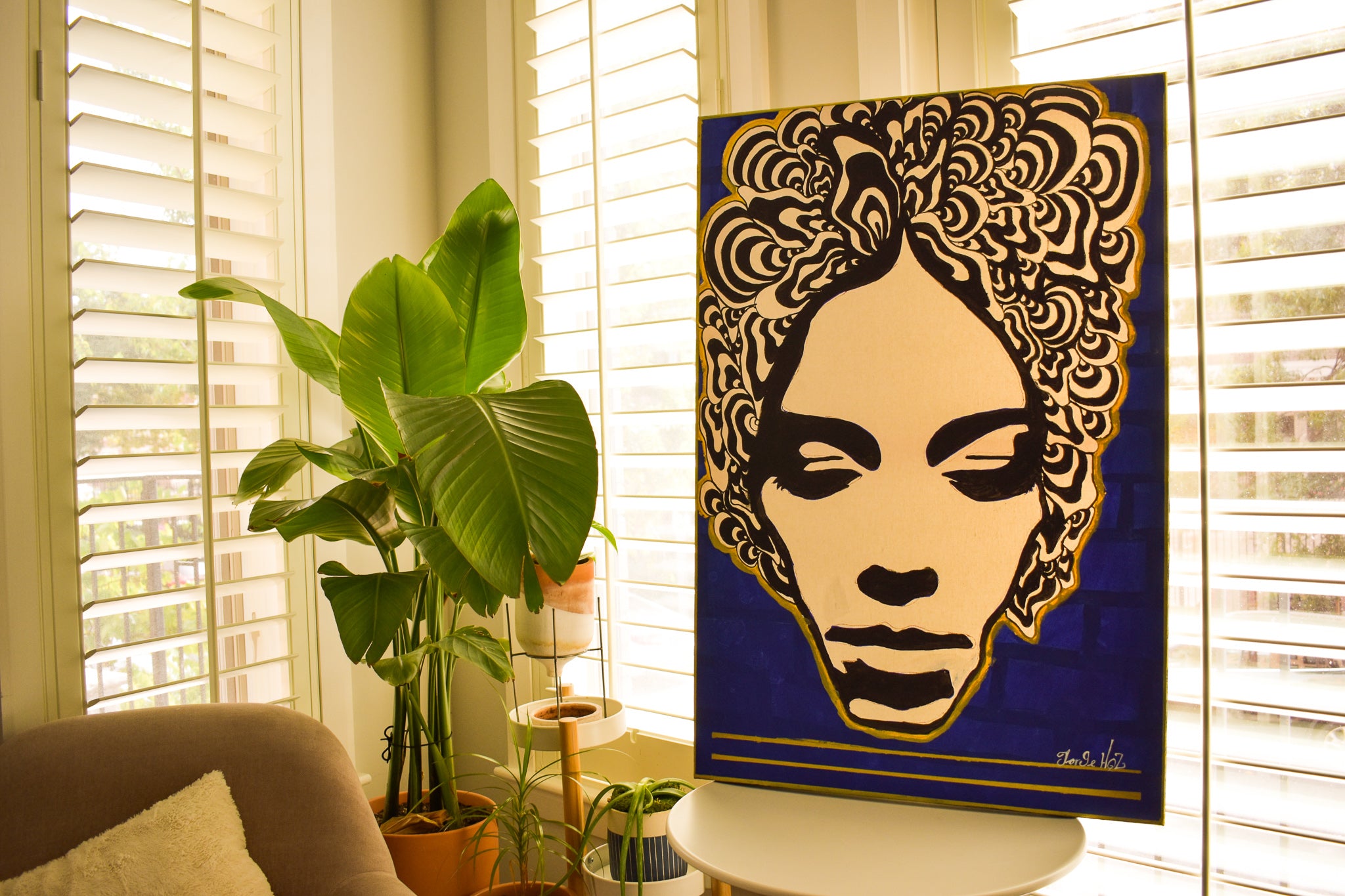 24" x 36" Painting Cara 1 El Principito Azul-Jorge Henriquez Art