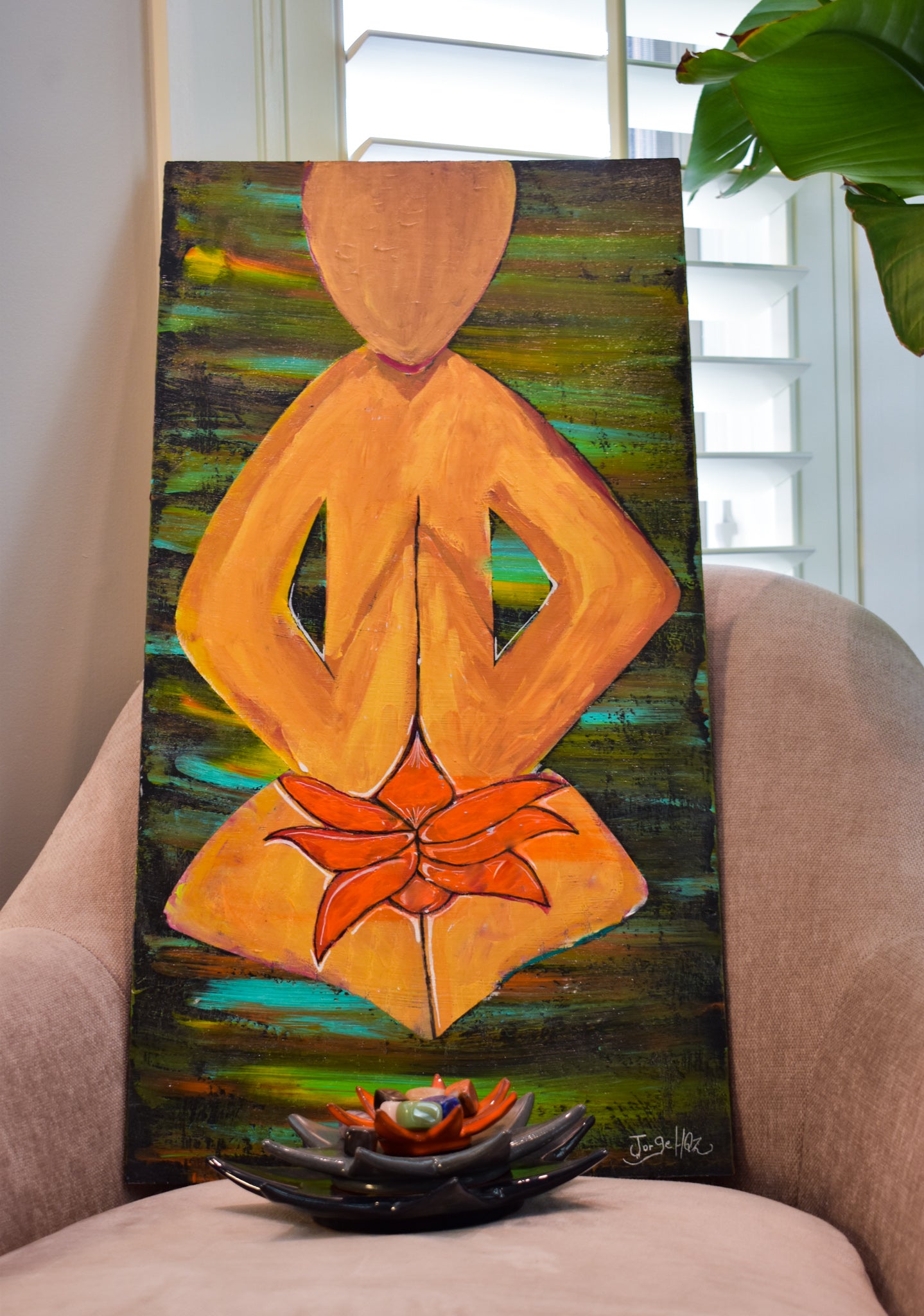 14" x 24" Painting La Dicha Bliss-Jorge Henriquez Art