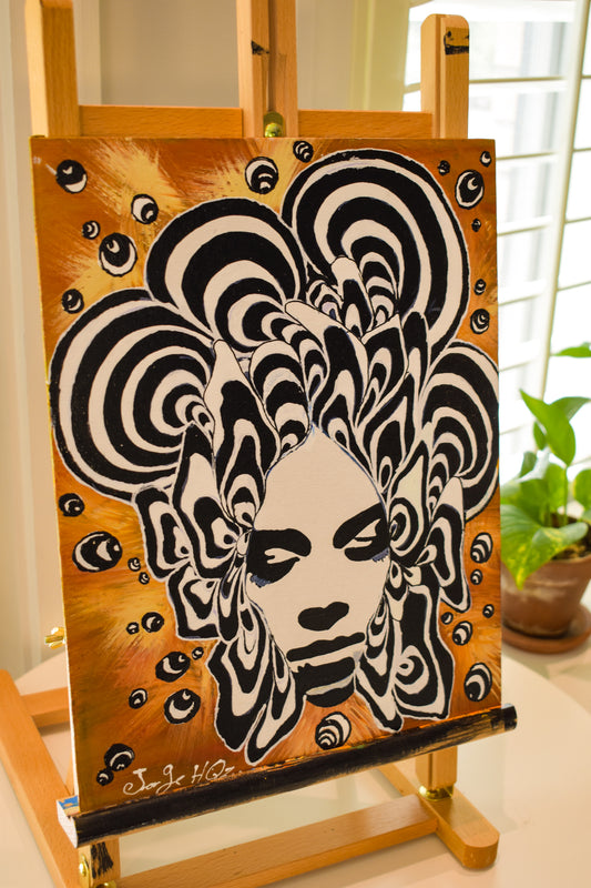 11" x 14" Painting Cara 3 El Principito Moreno-Jorge Henriquez Art