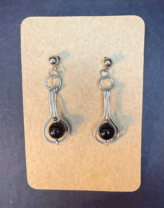 Black and Silver Drop Earrings
