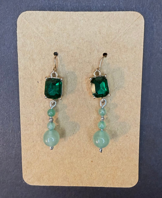 Green and Aqua Dangle Earrings